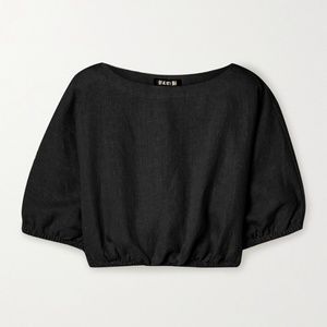 Suzie Kondi The Arki Safari Linen Cropped Top Black M NWT